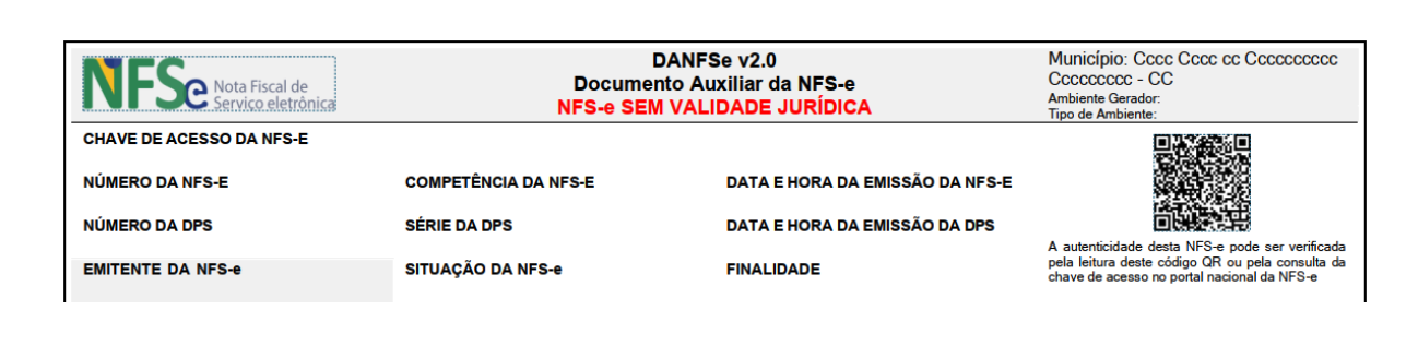 Novo cabeçalho oficial do DANFSe 2.0 padronizado sem brasão municipal com logotipo da NFS-e Nacional